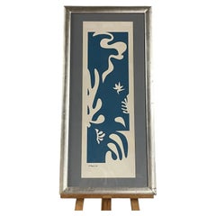 Large Framed Offset Lithograph After Henri Matisse, Blue Abstract Cut-Out