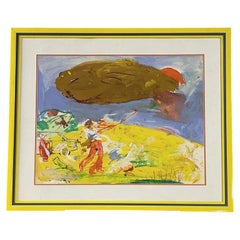 Jan Van Diemen Framed Expressionist Sporting Painting of a Golfer