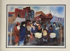 Zule Moskowitz Signed Limited Edition Café Scene Lithograph, Framed