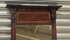 Antique Regency Style Inlaid Mahogany Column Pier Wall Mirror