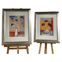 Dawn Harvey: Pair of Limited Edition Lithographs, 'Red Panache' & 'Blue Flair'