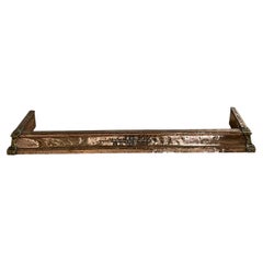 Antique Arts & Crafts Beaten Copper Fire Fender with Cast Brass Mounts