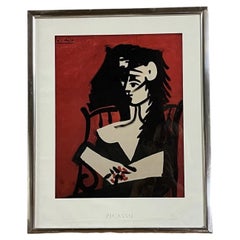 After Pablo Picasso Framed Lithographic Print of a Seated Woman