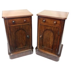 Antique Pair of Victorian Mahogany Bedside Cabinets with Arched Cupboards