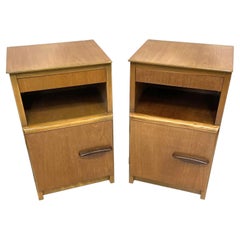 Pair of Mid-Century Light Honey Wood Bedside Cabinets