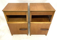 Pair of Mid-Century Light Honey Wood Bedside Cabinets