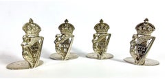 Bent & Parker Silver 8th King's Royal Irish Hussars Menu Holders, Set of Four