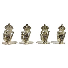 Bent & Parker Silver 8th King's Royal Irish Hussars Menu Holders, Set of Four