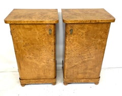 Antique Pair of Bird's Eye Maple Bedside Cabinets or Pot Cupboards