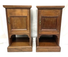 Antique Pair of Mahogany Bedside Cabinets and Pot Cupboards on Plinth Bases