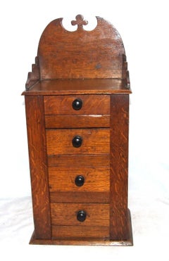 Antique Miniature Oak Wellington Chest Apprentice Piece Collector Cabinet