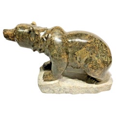 Cathryn Jenkins Carved Serpentine Marble Bear Sculpture, Canada