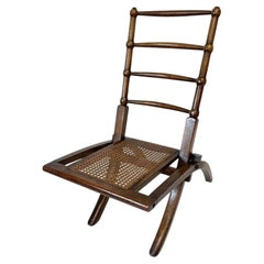 Victorian Walnut Child's Folding Campaign Chair in the Manner of E. W. Godwin