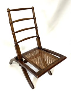 Victorian Walnut Child's Folding Campaign Chair in the Manner of E. W. Godwin