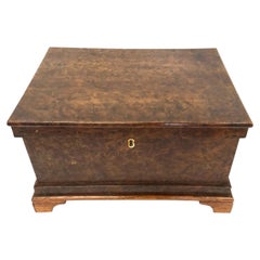 Antique Victorian Pollard Oak Sewing Box with Fitted Interior and Bracket Feet