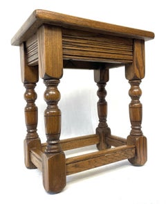 Oak Joint Stool Occasional Table with Turned Baluster Legs