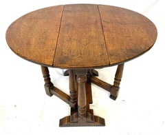 Mid Century Georgian Style Oak Double Gateleg Coffee Table, Oval Drop-Leaf
