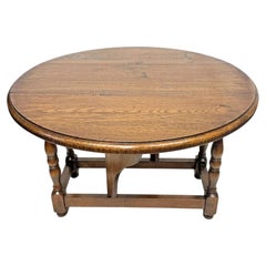 Mid Century Georgian Style Oak Drop Leaf Coffee Table with Turned Legs