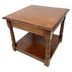 Solid English Oak Square Potboard Coffee Table in Traditional 17th-Century Style