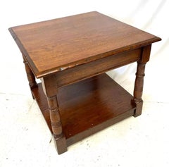 Solid English Oak Square Potboard Coffee Table in Traditional 17th-Century Style