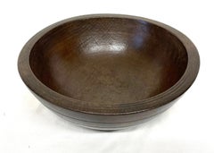 Antique Georgian Turned Elm Dairy Bowl with Incised Bands, circa 1800