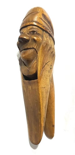 Antique Swiss Black Forest Style Carved Wooden Nutcracker, Old Man Figure
