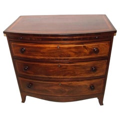 Antique Georgian Inlaid Mahogany Bow-Front Bachelor's Chest of Drawers