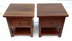 Pair of Cherry Wood Bedside Cabinets with Drawer and Pot Board Shelf