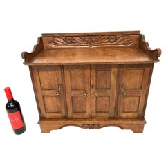 Antique Victorian Carved Oak Four-Door Table Top Collector's Cabinet