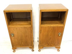 Antique Pair of Queen Anne Revival Figured Walnut Bedside Cabinets