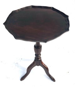 Antique Georgian Style Mahogany Tripod Wine Table with Piecrust Top