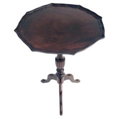 Antique Georgian Style Mahogany Tripod Wine Table with Piecrust Top