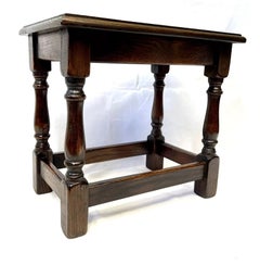 Mid Century Century English Oak Joint Stool or Low Occasional Table