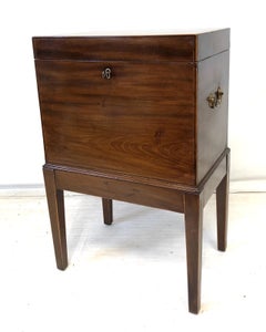 Antique Georgian Inlaid Mahogany Six-Bottle Cellarette on Stand