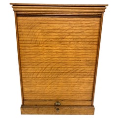 Antique Edwardian Oak Tabletop Tambour Front Stationery Filing Cabinet