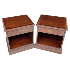 Pair of Georgian-Style Inlaid Mahogany Bedside Cabinets with Drawers