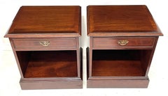 Pair of Georgian-Style Inlaid Mahogany Bedside Cabinets with Drawers