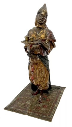 Antique Franz Bergman Austrian Cold-Painted Bronze Figure of an Arab Tea Bearer