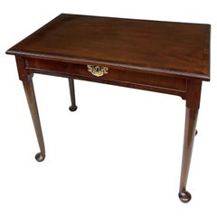 Antique Georgian Cuban Mahogany Silver Table with Drawer and Cabriole Legs