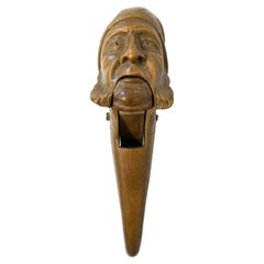 Antique Carved Wooden Black Forest Nutcracker of an Old Man in a Nightcap