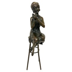 Art Deco Style Patinated Bronze Sculpture After Demetre Chiparus