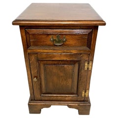 Georgian Style Oak Bedside Cupboard with Drawer and Bracket Feet