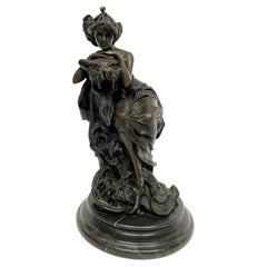 Art Nouveau Style Bronze Sculpture of Maiden and Werewolf After Claude Mirval
