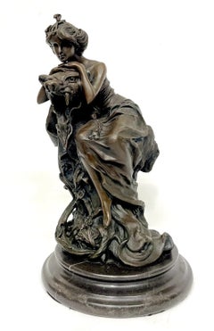Art Nouveau Style Bronze Sculpture of Maiden and Werewolf After Claude Mirval