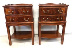 Brights of Nettlebed Pair of Georgian Style Mahogany Tray Top Bedside Cabinets