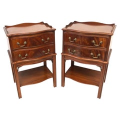 Brights of Nettlebed Pair of Georgian Style Mahogany Tray Top Bedside Cabinets