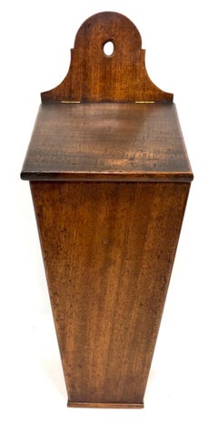 Antique Georgian Tapered Mahogany Hanging Candle Box with Sloping Lid ca 1840