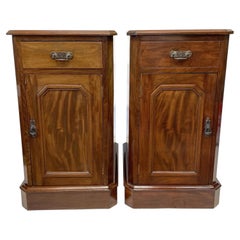 Antique Pair of Mahogany Bedside Pot Cupboards with Canted Plinth Bases