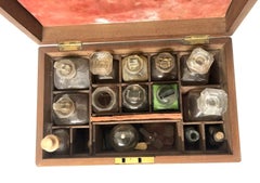 Antique Victorian Mahogany Fitted Apothecary Chest with Bottles and Accessories