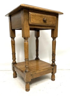 Traditional Light Oak Pot Board Lamp Table with Single Drawer
